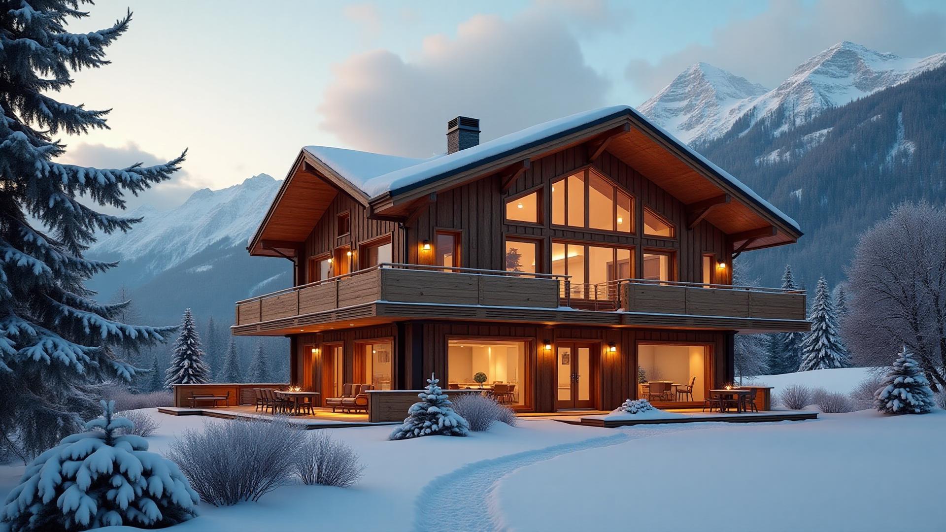 Modernes Schweizer Chalet in den Alpen